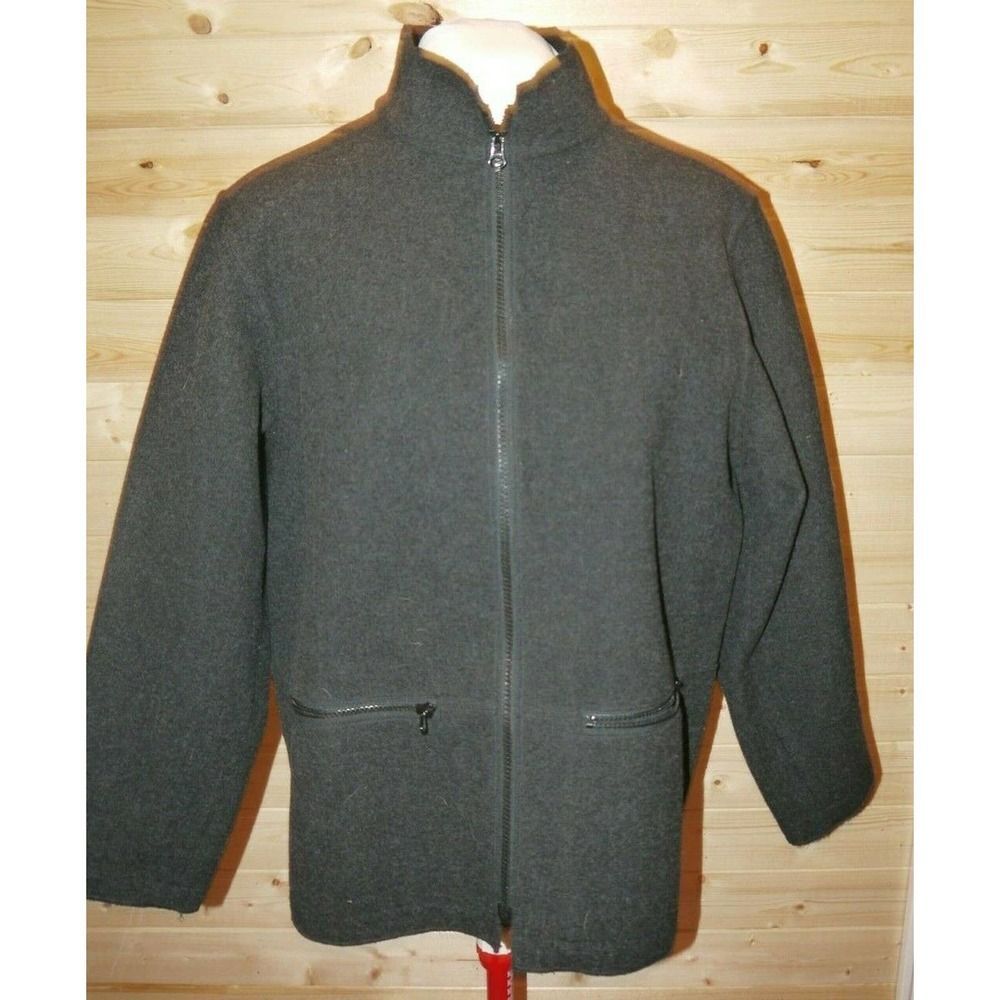 LL BEAN WOMEN'S WOOL BLEND GRAY ZIP JACKET WITH FRONT ZIP POCKETS SIZE M